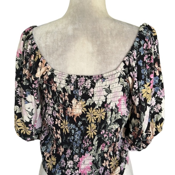 Saltwater Luxe Lenny Multi Floral Oasis Puff Sleeve Off Shoulder Crop Top - M - Picture 10 of 16